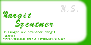 margit szentner business card